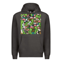 Smoke Western Cactus And Turquoise Gemstone With Leopard And Cowhide Seamles Premium Hoodie - BundleAndBundleShop