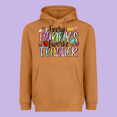 Every Bunny's Favorite Teacher Heavyweight Hoodie Designed By Maliassmallbusiness