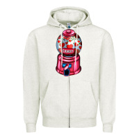 Oatmeal Heather love and candy machine Zipper Hoodie - AdoDesignShop