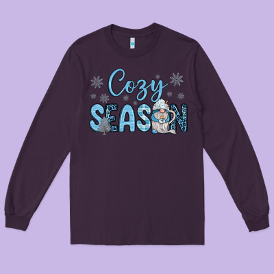 Cozy Season Gnome Coffee Long Sleeve Tee Designed By Jahusdesignshop