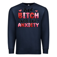 Navy bad bitch with bad anxiety Premium Sweatshirt - MaliasSmallBusiness
