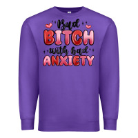 Purple bad bitch with bad anxiety Premium Sweatshirt - MaliasSmallBusiness