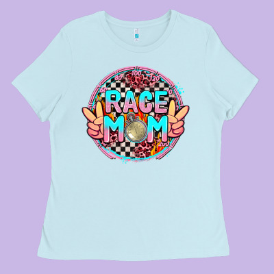 Race Mom With Leopard And Peace Hand Ladies Tee Designed By Adodesignshop