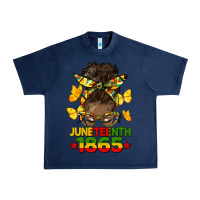 Navy juneteenth 1865 afro bun Urban Heavy Tee - HRA Design Shop