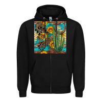 Black horseshoe and cactus Zipper Hoodie - BundleAndBundleShop