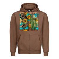 Chestnut horseshoe and cactus Zipper Hoodie - BundleAndBundleShop