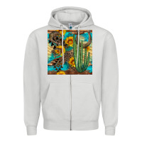 Dove Grey horseshoe and cactus Zipper Hoodie - BundleAndBundleShop