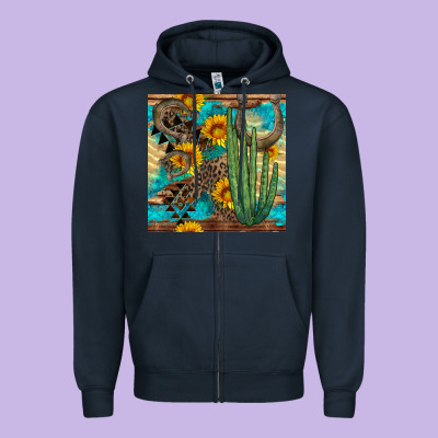 Horseshoe And Cactus Zipper Hoodie Designed By Bundleandbundleshop