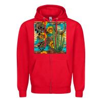 Red horseshoe and cactus Zipper Hoodie - BundleAndBundleShop