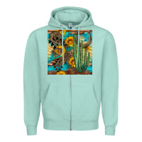Seafoam horseshoe and cactus Zipper Hoodie - BundleAndBundleShop