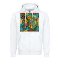 White horseshoe and cactus Zipper Hoodie - BundleAndBundleShop