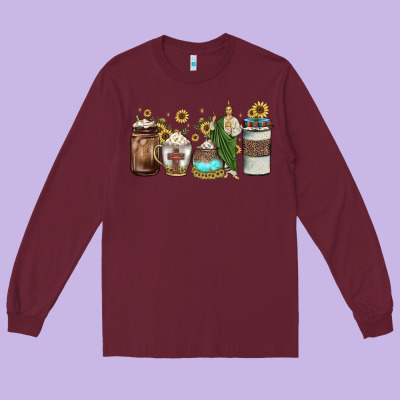 San Judas Coffee Long Sleeve Tee Designed By Jahusdesignshop