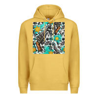 Antique Gold Western Gun And Sheriff Stars With Cowhide Seamless Pattern Premium Hoodie - BundleAndBundleShop