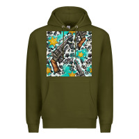 Western Gun And Sheriff Stars With Cowhide Seamless Pattern Premium Hoodie | Teevron