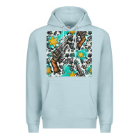 Blue Mist Western Gun And Sheriff Stars With Cowhide Seamless Pattern Premium Hoodie - BundleAndBundleShop