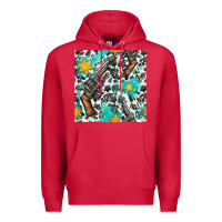 Cardinal Western Gun And Sheriff Stars With Cowhide Seamless Pattern Premium Hoodie - BundleAndBundleShop