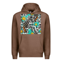 Chestnut Western Gun And Sheriff Stars With Cowhide Seamless Pattern Premium Hoodie - BundleAndBundleShop