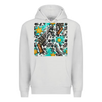Dove Grey Western Gun And Sheriff Stars With Cowhide Seamless Pattern Premium Hoodie - BundleAndBundleShop