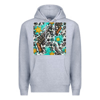 Heather Grey Western Gun And Sheriff Stars With Cowhide Seamless Pattern Premium Hoodie - BundleAndBundleShop