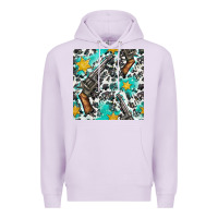 Lilac Western Gun And Sheriff Stars With Cowhide Seamless Pattern Premium Hoodie - BundleAndBundleShop