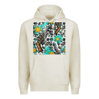 Oatmeal Heather Western Gun And Sheriff Stars With Cowhide Seamless Pattern Premium Hoodie - BundleAndBundleShop