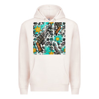 Pale Pink Western Gun And Sheriff Stars With Cowhide Seamless Pattern Premium Hoodie - BundleAndBundleShop