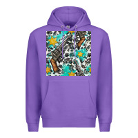 Purple Western Gun And Sheriff Stars With Cowhide Seamless Pattern Premium Hoodie - BundleAndBundleShop