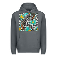 Rock Western Gun And Sheriff Stars With Cowhide Seamless Pattern Premium Hoodie - BundleAndBundleShop