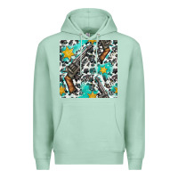 Seafoam Western Gun And Sheriff Stars With Cowhide Seamless Pattern Premium Hoodie - BundleAndBundleShop