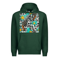 Sports Green Western Gun And Sheriff Stars With Cowhide Seamless Pattern Premium Hoodie - BundleAndBundleShop