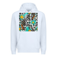 White Western Gun And Sheriff Stars With Cowhide Seamless Pattern Premium Hoodie - BundleAndBundleShop