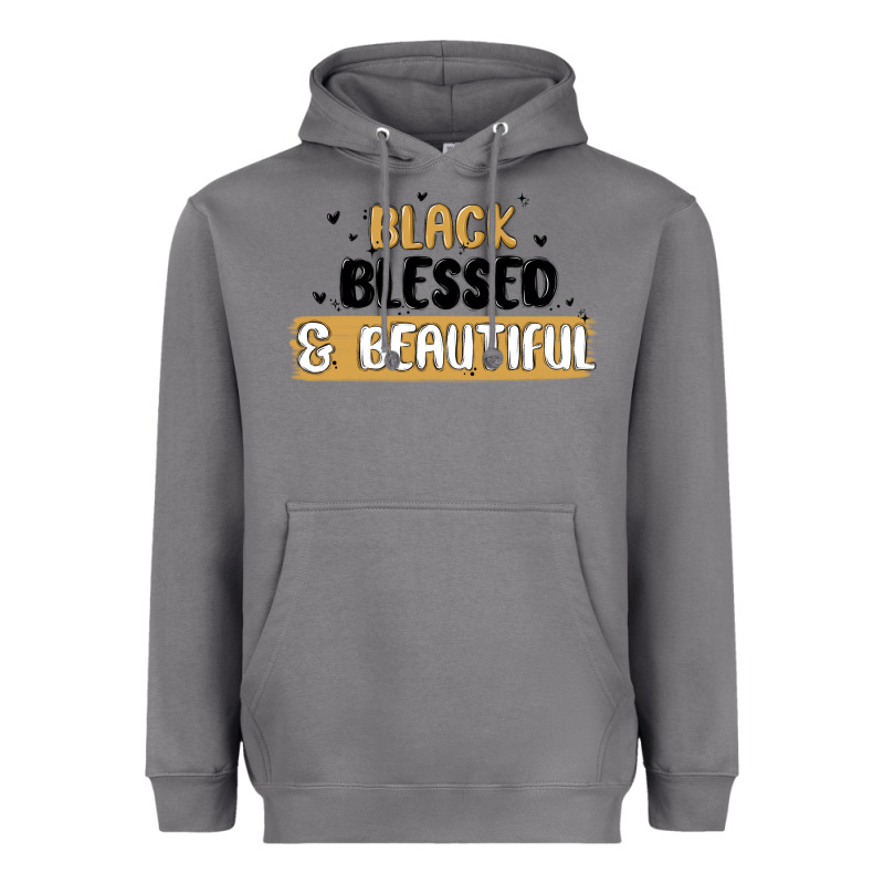 Black Blessed & Beautiful Heavyweight Hoodie by MaliasSmallBusiness | Teevron