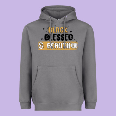 Black Blessed & Beautiful Heavyweight Hoodie Designed By Maliassmallbusiness