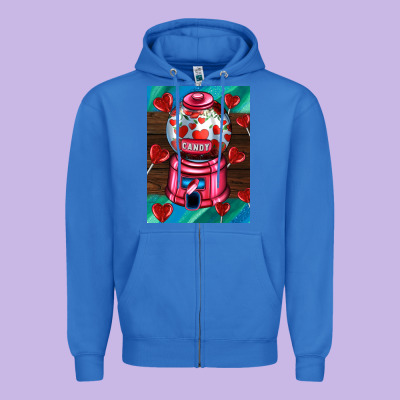 Candy Machine  With Heart Candies  Air Zipper Hoodie Designed By Adodesignshop