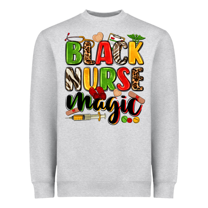 Black Nurse Magic Heavyweight Sweatshirt by Zillion Design Studio | Teevron