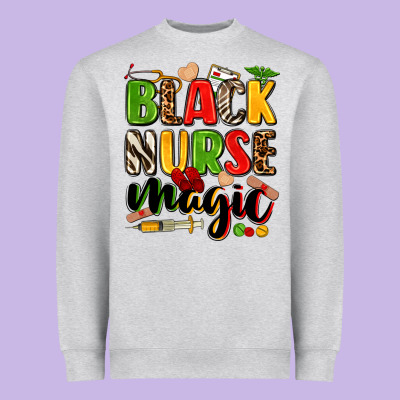 Black Nurse Magic Heavyweight Sweatshirt Designed By Zillion Design Studio