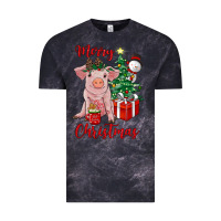 Cloud Black merry christmas pig Vintage Tee - RanaPortraitStore