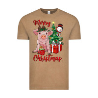Vintage Coffee merry christmas pig Vintage Tee - RanaPortraitStore