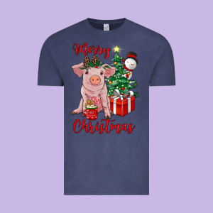 Merry Christmas Pig Vintage Tee Designed By Ranaportraitstore
