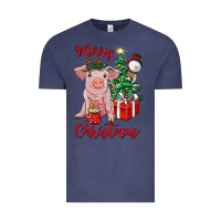 Vintage Denim merry christmas pig Vintage Tee - RanaPortraitStore