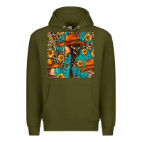 Army Green Western Girl Hair Clasp And Sunflower With Leopard And Glitter Seamles Premium Hoodie - BundleAndBundleShop