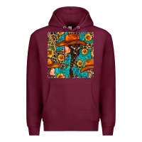 Burgundy Western Girl Hair Clasp And Sunflower With Leopard And Glitter Seamles Premium Hoodie - BundleAndBundleShop
