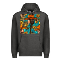Charcoal Heather Western Girl Hair Clasp And Sunflower With Leopard And Glitter Seamles Premium Hoodie - BundleAndBundleShop