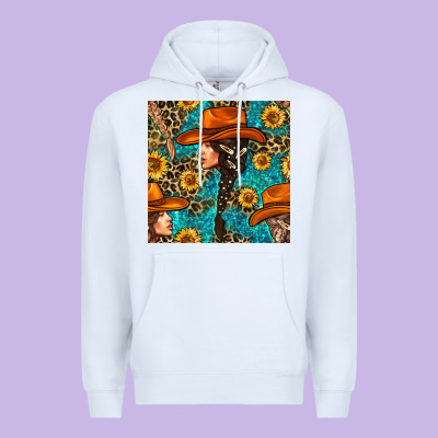 Western Girl Hair Clasp And Sunflower With Leopard And Glitter Seamles Premium Hoodie Designed By Bundleandbundleshop