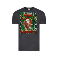 Vintage Black merry christmas longhorn cow Vintage Tee - RanaPortraitStore