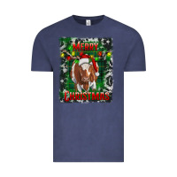 Vintage Denim merry christmas longhorn cow Vintage Tee - RanaPortraitStore