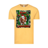 Vintage Mustard merry christmas longhorn cow Vintage Tee - RanaPortraitStore