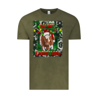 Vintage Olive merry christmas longhorn cow Vintage Tee - RanaPortraitStore