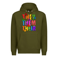 Army Green They Them Their Pride LGBTQ Premium Hoodie - BundleAndBundleShop
