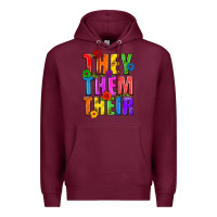 Burgundy They Them Their Pride LGBTQ Premium Hoodie - BundleAndBundleShop
